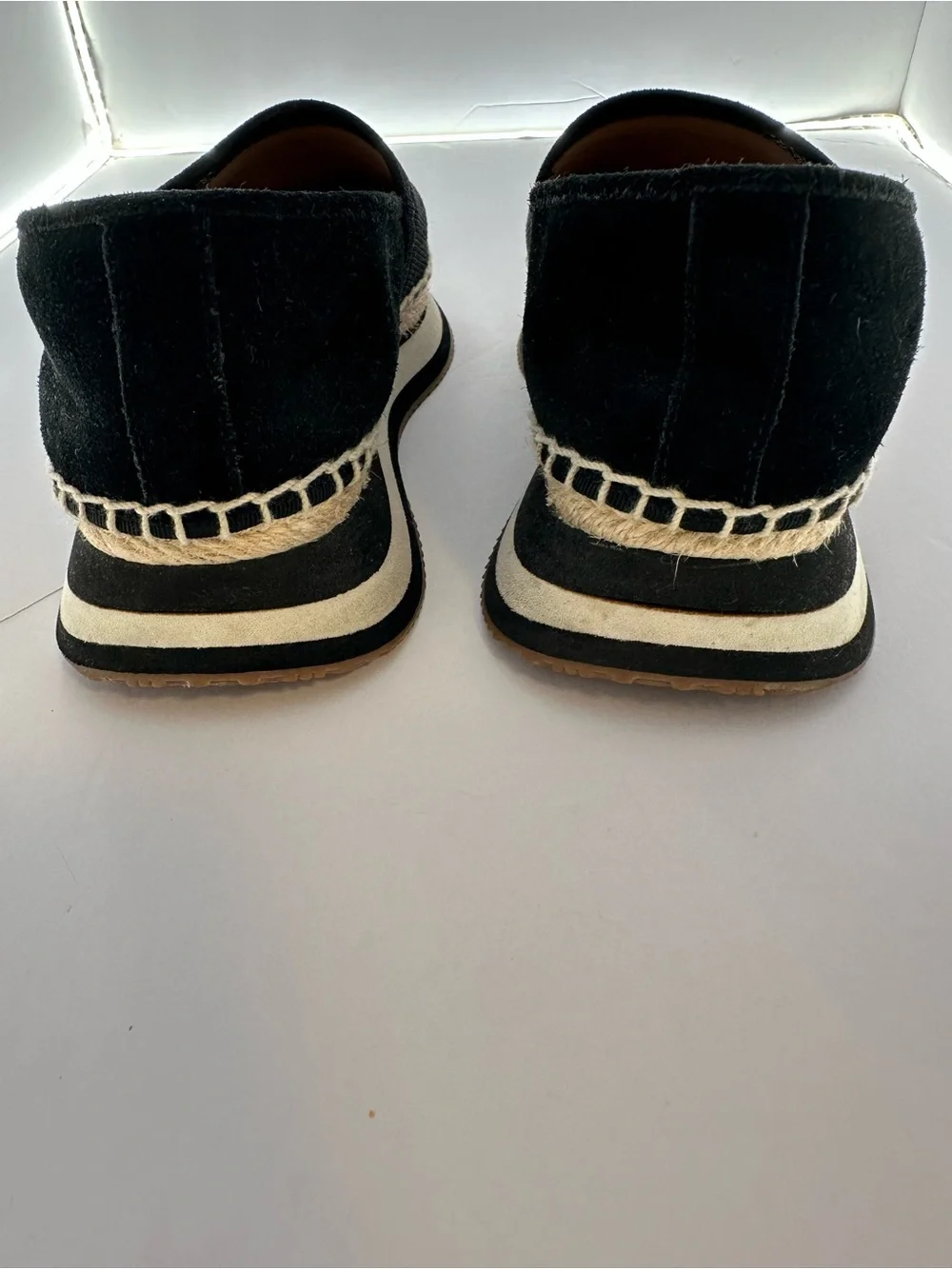 Tory Burch Black Canvas Espadrille Platform Slip-On Sneakers Size 6M